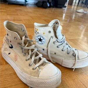 Converse All Star Chuck Taylor Women's Cream High-Top Sneakers with Embroidery